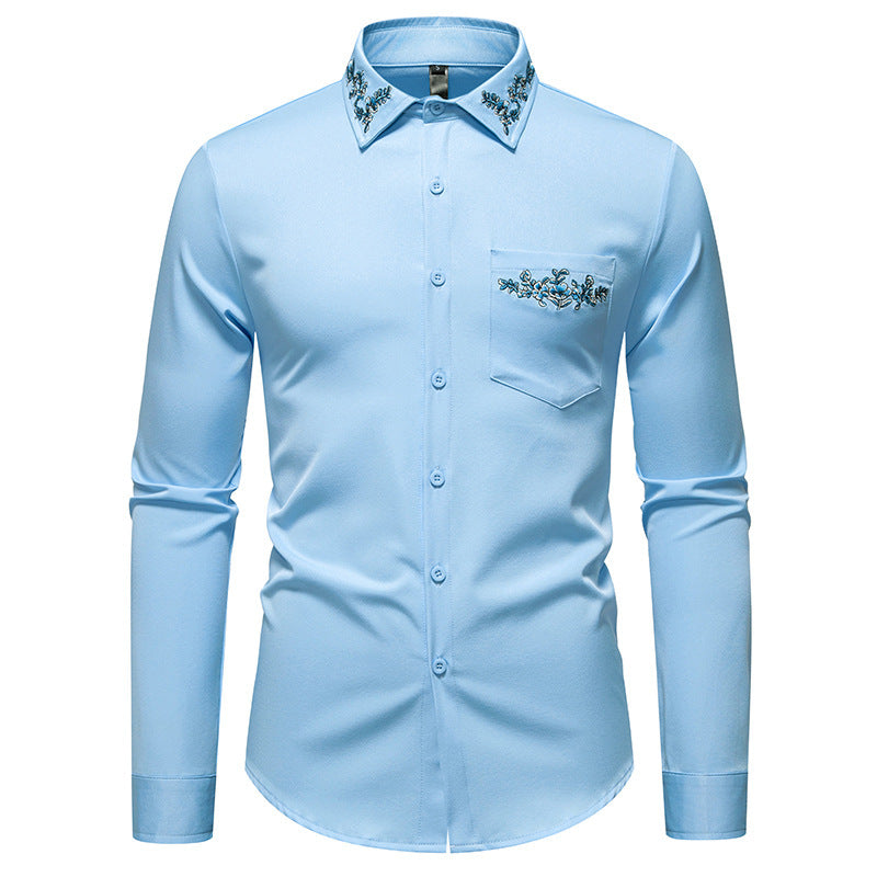 Herren elegantes Hemd mit kunstvollem Bestickungsdesign Echoarchiv