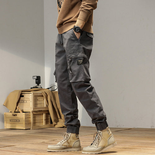Herren funktionale Cargo-Jogginghose mit elastischem Bund und Reißverschluss-Taschen Echo Archiv