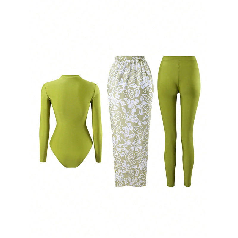 Damen UV-Schutz Langarm-Badeanzug mit floralem Überrock Echo Archiv