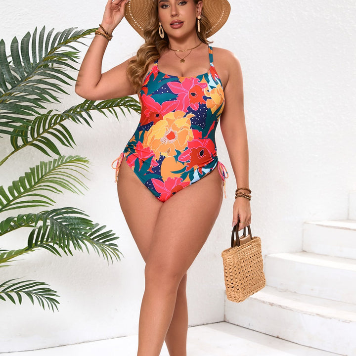 Damen Badeanzug mit floralem Design und regulierbaren Seiten Echo Archiv