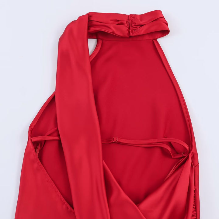 Damen Lange Abendrobe mit elegantem Kragen und Spitzenakzenten Echo Archiv