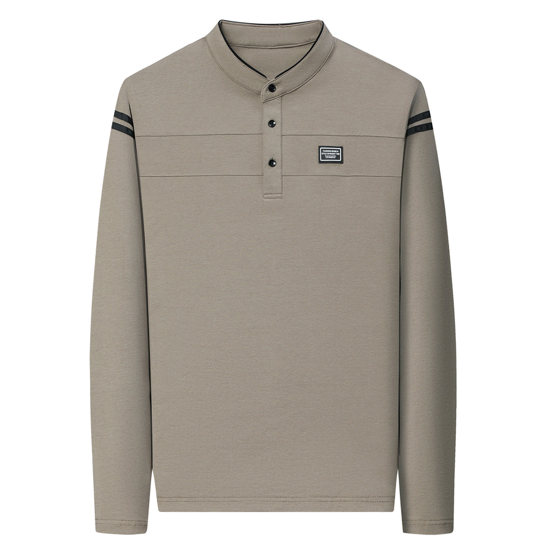 Herren Elegantes Langarm Polohemd mit modernem Kragen Echoarchiv