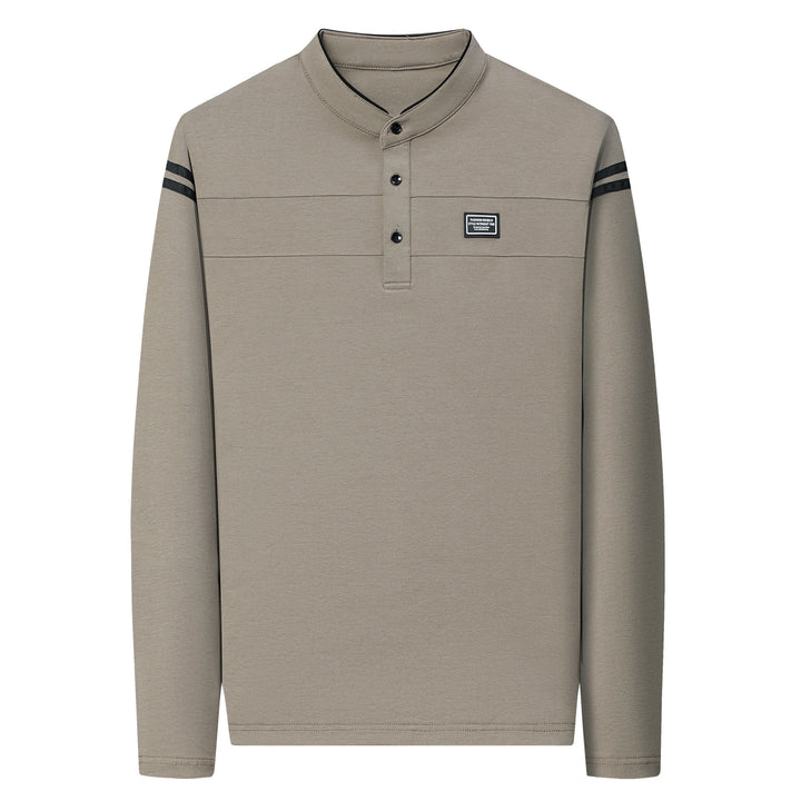 Herren Elegantes Langarm Polohemd mit modernem Kragen Echoarchiv