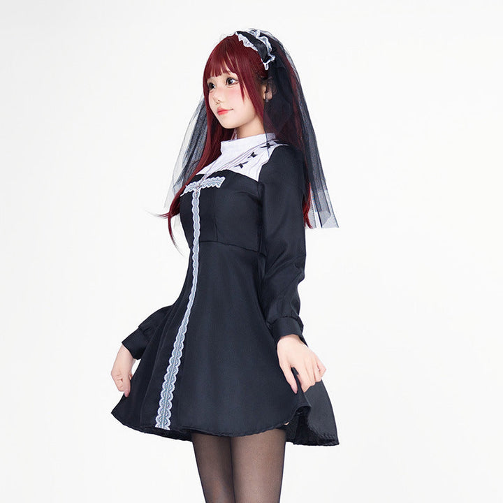 Damen Verspielt romantisches Dienstmädchenkleid mit Rüschen und Schleifen Echo Archiv