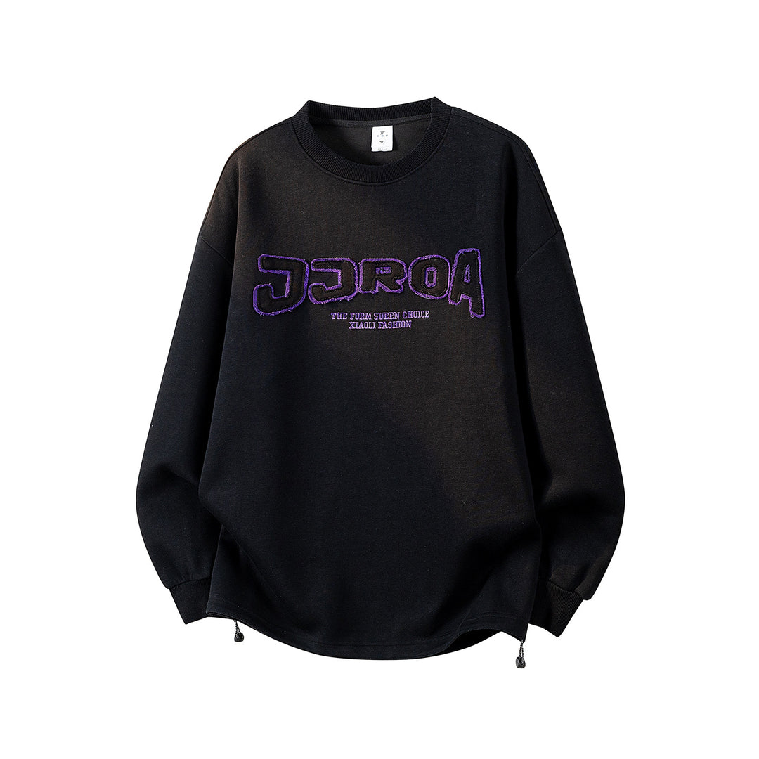 Damen Oversize-Sweatshirt mit gesticktem Schriftzug, abgerundetem Saum & überschnittener Schulter Echoarchiv