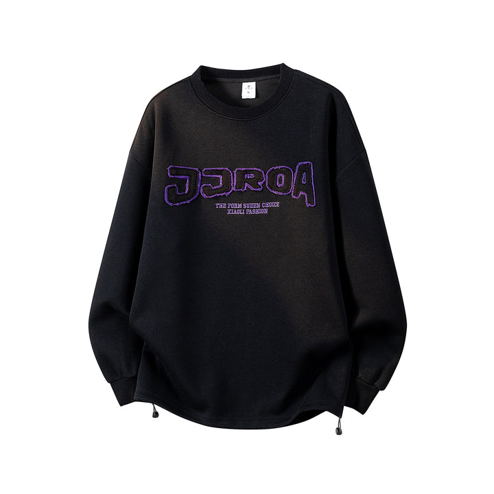 Damen Oversize-Sweatshirt mit gesticktem Schriftzug, abgerundetem Saum & überschnittener Schulter Echoarchiv