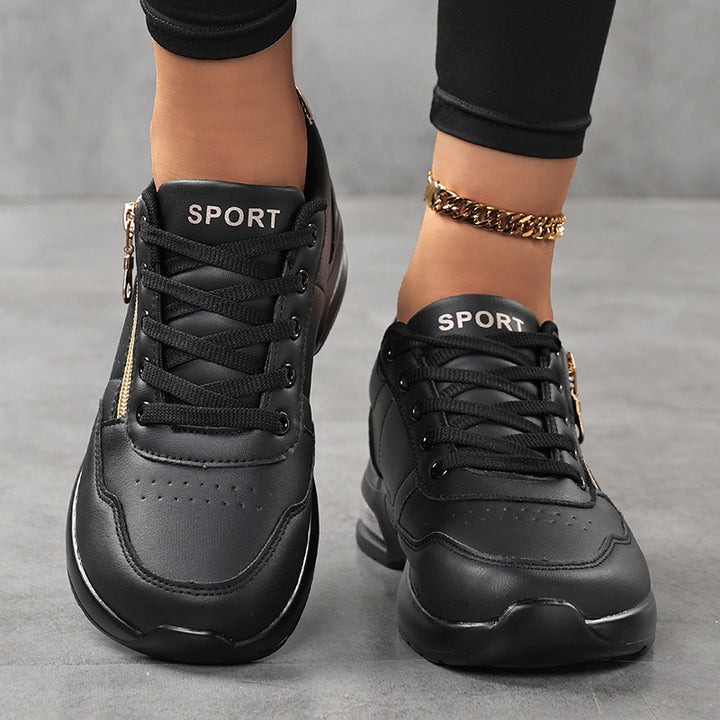 Damen Sportliche Plateausneaker mit Luftkissen und seitlichem Reißverschluss – Névara