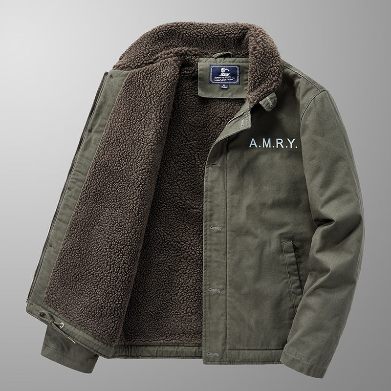 Herren Canvas-Arbeitsjacke mit Sherpa‑Futter, Thermo‑Innenlage und Kordelzugsaum Echoarchiv