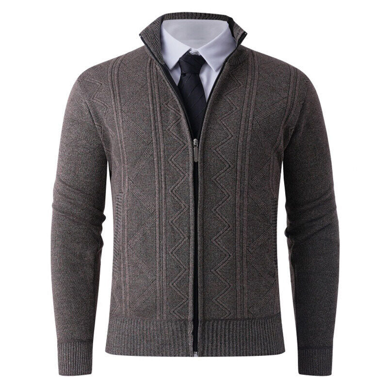 Herren Strickjacke mit modernem Zipper und eleganten Mustern Echoarchiv