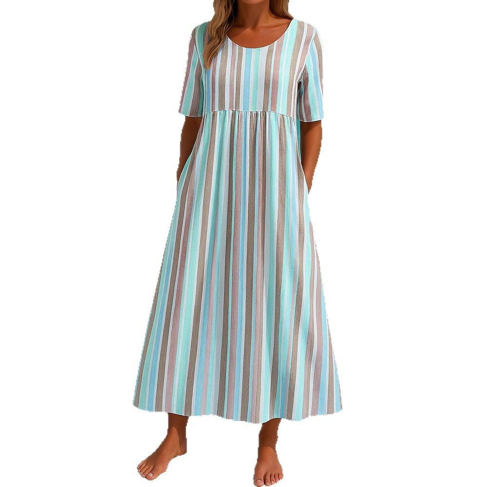 Damen lässiges Maxikleid mit hellen Streifen Echo Archiv
