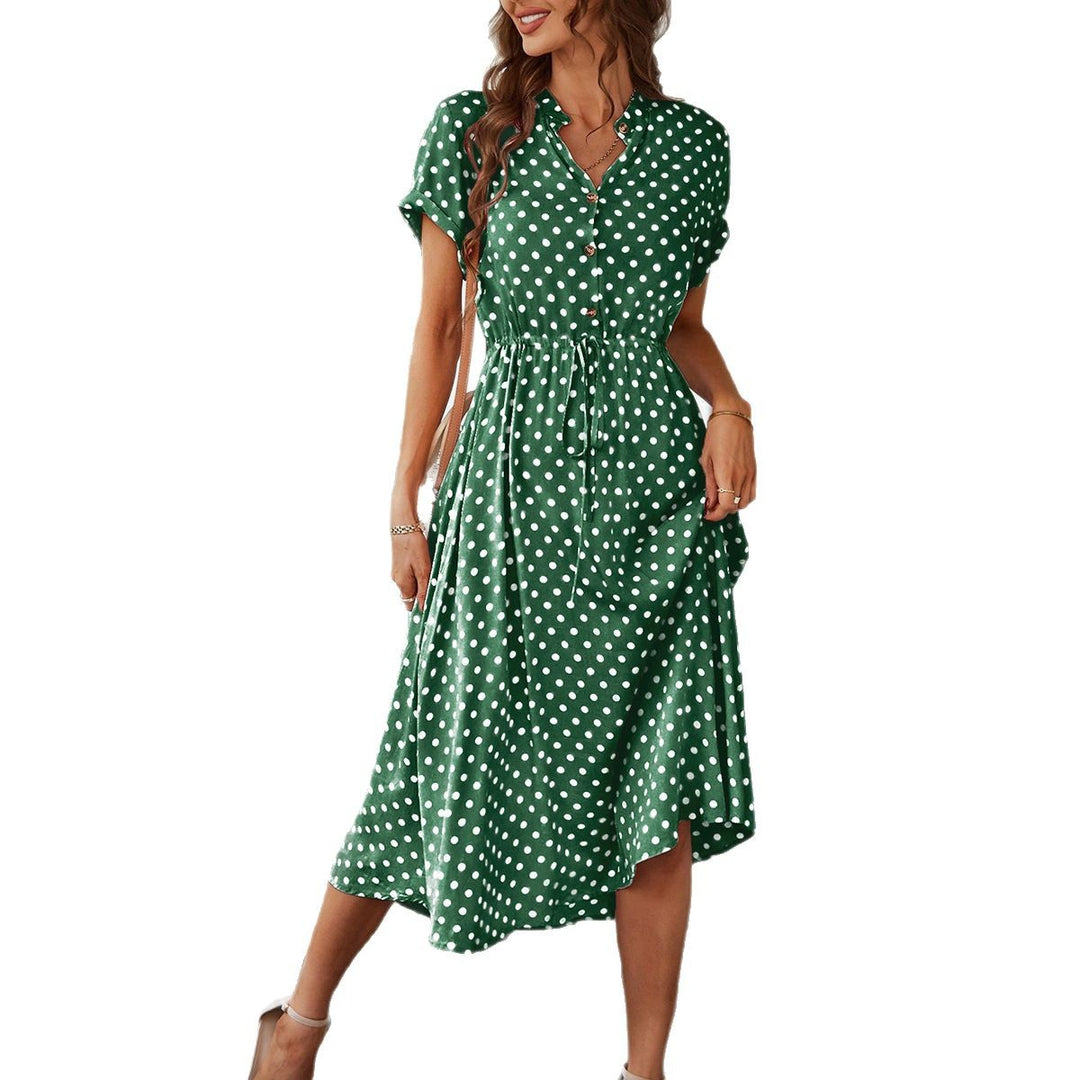 Damen Elegantes Hemdblusenkleid mit tailliertem Design und Polka-Dots Echo Archiv