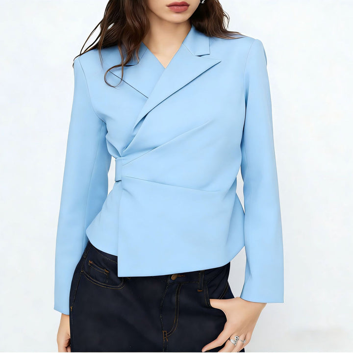 Damen Taillierter Wickel-Blazer mit drapierter Peplum-Silhouette – Valéne