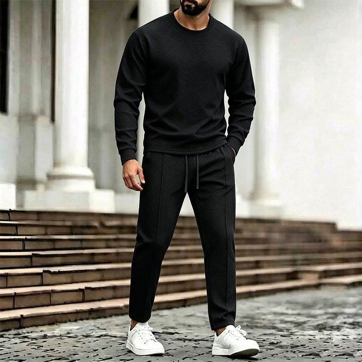 Herren Texturierter Lounge-Set aus Sweat mit Slim-Relax Jogginghose Echoarchiv