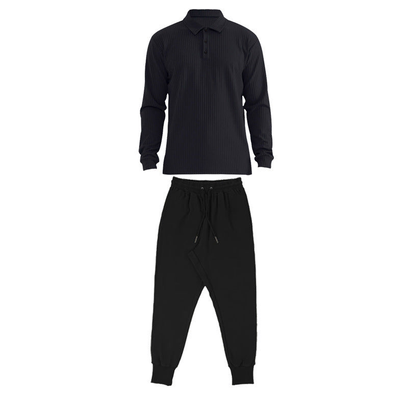 Herren Sportliches Langarm-Polo und Jogginghose Set Echoarchiv