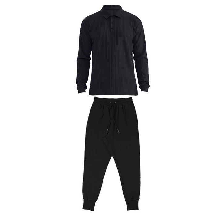 Herren Sportliches Langarm-Polo und Jogginghose Set Echoarchiv