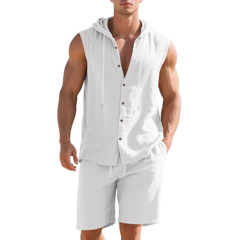 Herren lässiges Hoodie-Set aus leichtem Baumwollmaterial Echoarchiv