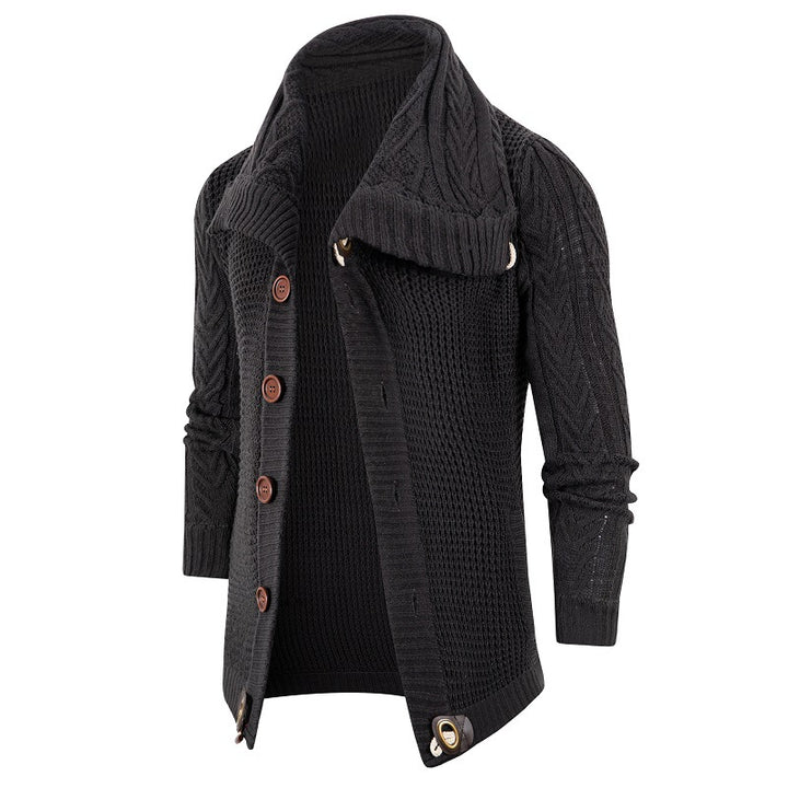 Herren Grobstrick Strickjacke mit umschlagbarem Halsausschnitt Echoarchiv