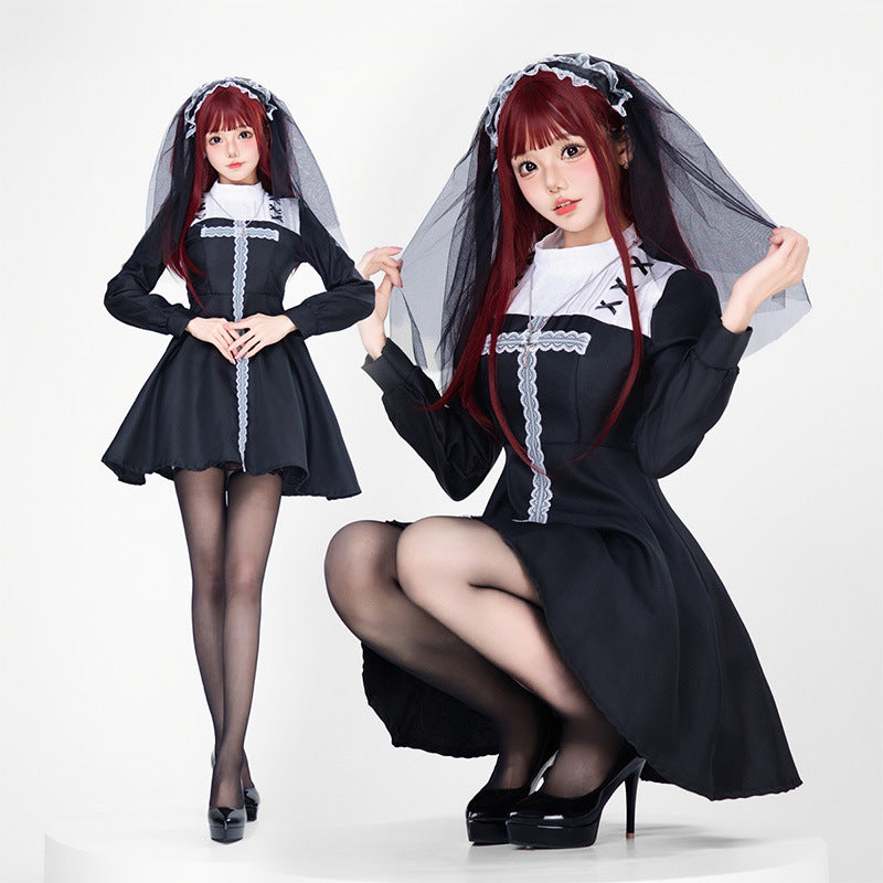 Damen Verspielt romantisches Dienstmädchenkleid mit Rüschen und Schleifen Echo Archiv