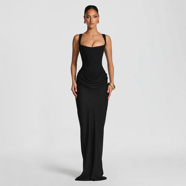 Damen figurbetontes Maxi-Kleid mit elegantem Drapierungsdesign Echo Archiv