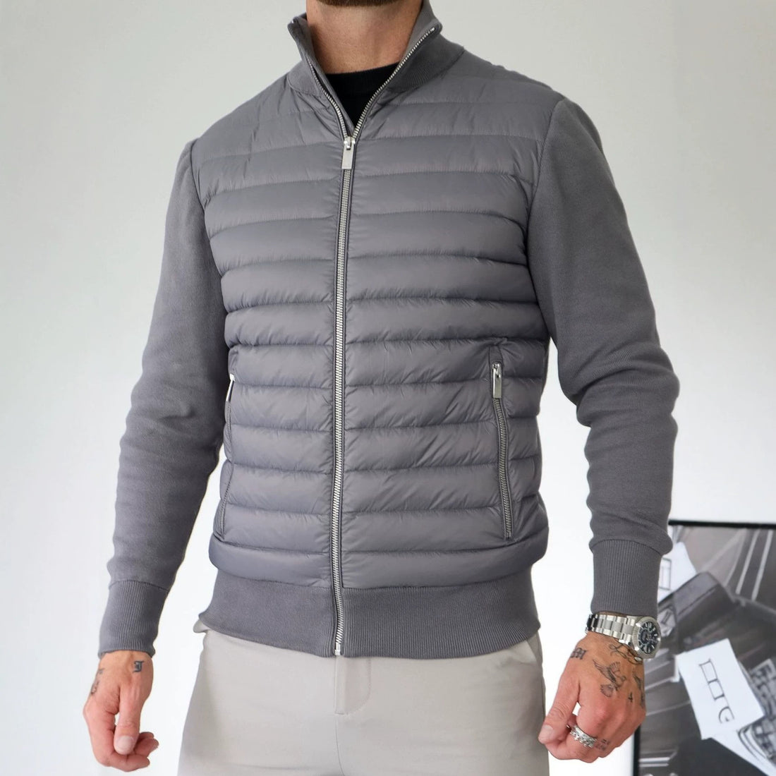 Herren Modische Steppjacke mit hohem Kragen – Taviero