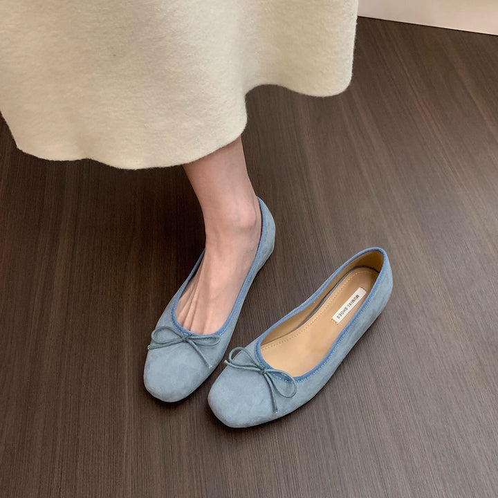 Damen Ballerinas aus hochwertigem Wildleder mit dekorativer Schleife Echoarchiv