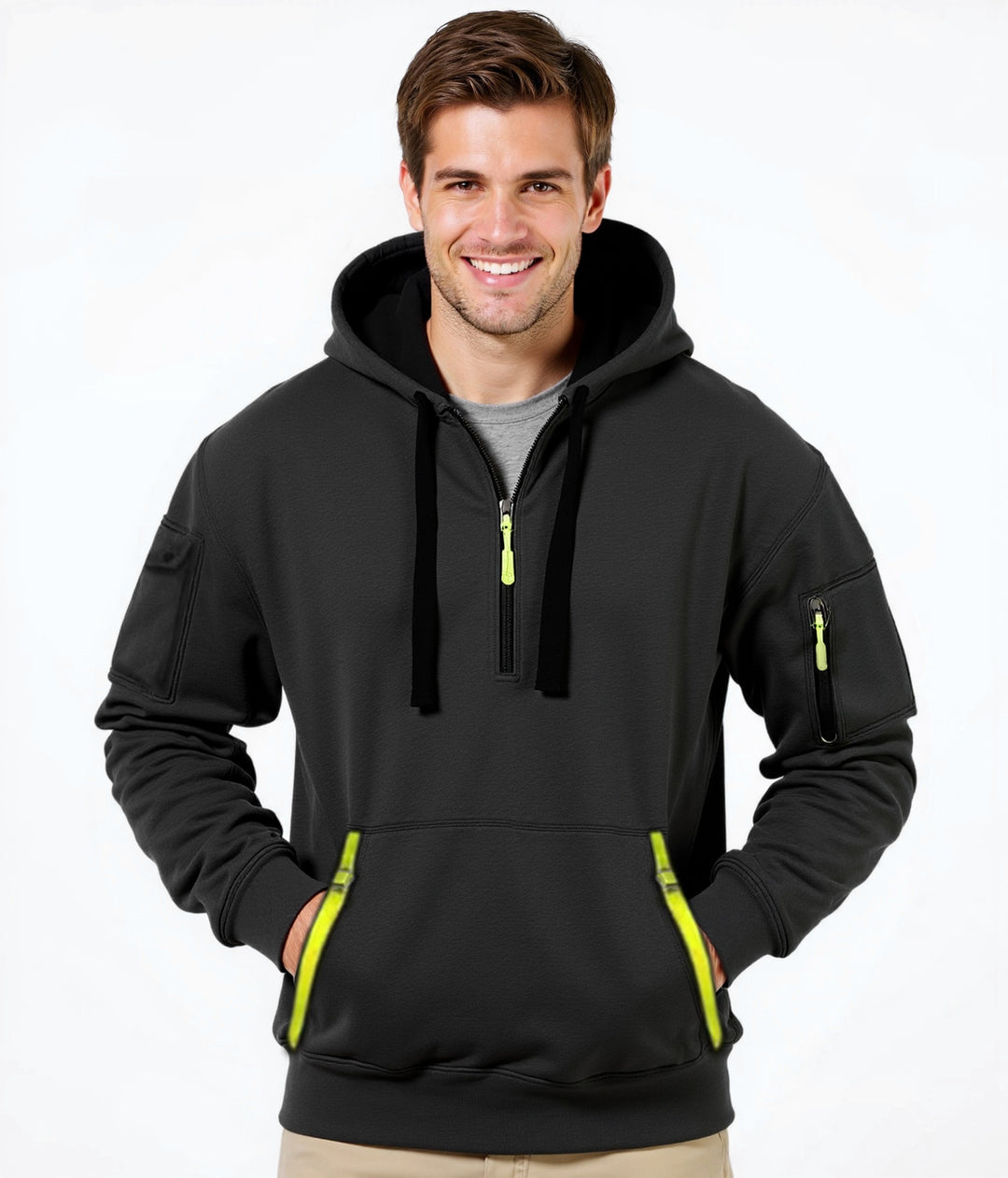 Herren modischer Kapuzenpullover mit innovativer Taschenlösung Echoarchiv