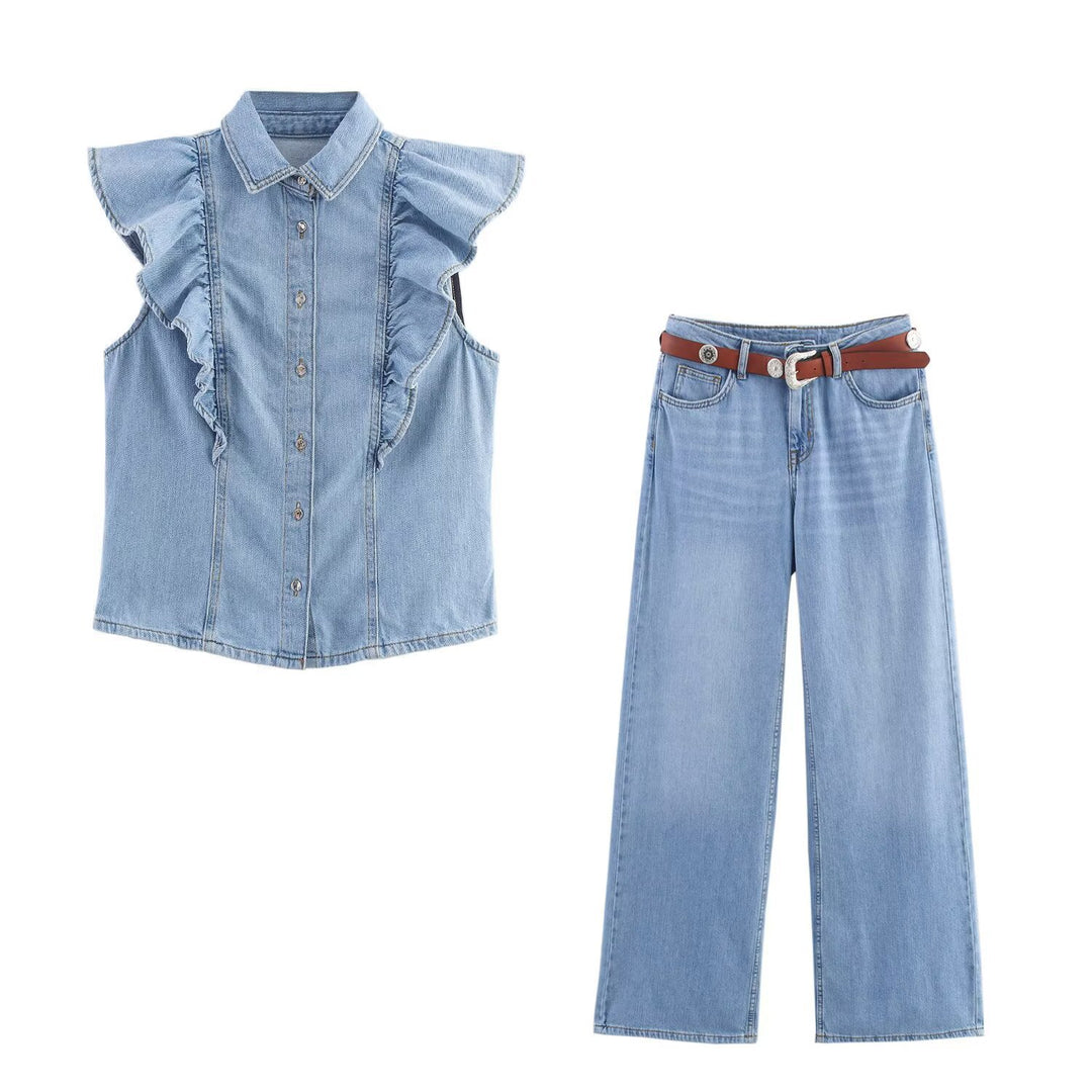 Damen Weite Jeans mit eleganter Gürtelapplikation Echo Archiv