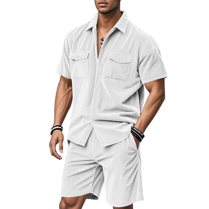 Herren Kurzarm-Hemd und Shorts Set mit praktischen Taschen und bequemer Passform Echoarchiv