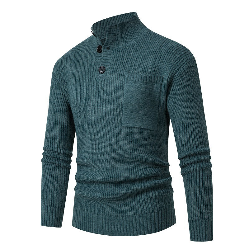 Herren Hochwertiger Pullover mit Modalmuster und Brusttasche Echoarchiv