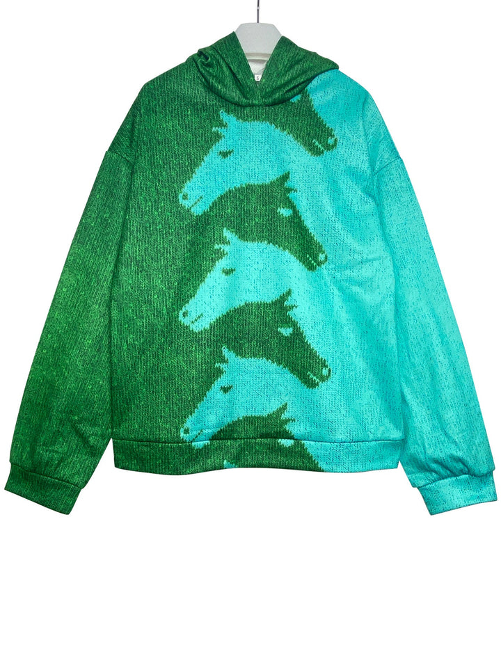 Damen Hoodie mit krEchoarchivtivem Pferdemuster & bequemer Passform | Echoarchiv