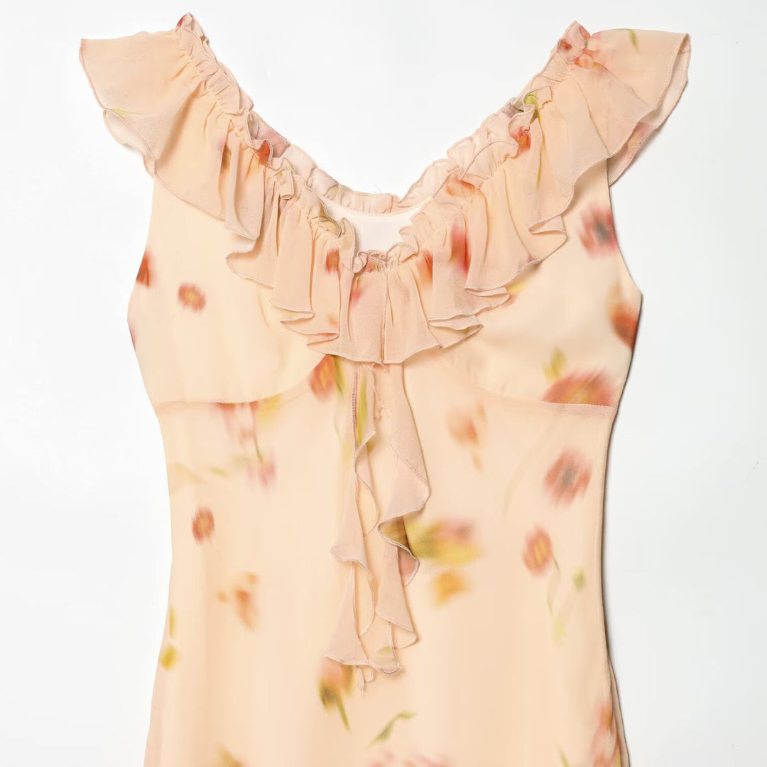 Damen Maxikleid mit romantischem Volant und floralen Akzenten Echo Archiv
