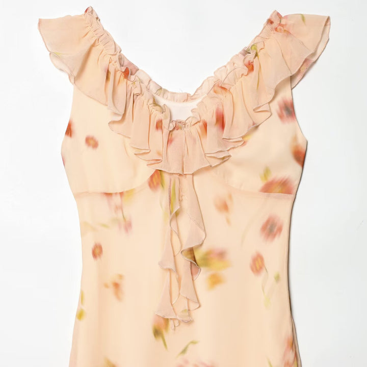 Damen Maxikleid mit romantischem Volant und floralen Akzenten Echo Archiv