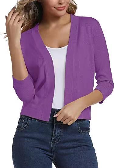 Damen nan offener Kurzcardigan mit dreiviertelärmeln und elastischem Saum Echo Archiv