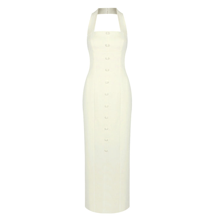 Damen Elegantes Maxikleid mit Halfter-Ausschnitt und raffinierten Knopfdetails Echo Archiv