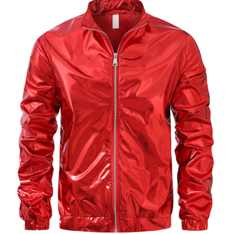 Herren nan Bomberjacke mit durchgehendem Reißverschluss, reflektierendem Metallic-Finish und elastischen Bündchen Echo Archiv