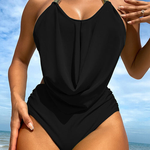 Damen Einteiler Badeanzug mit elegantem Drapierungsdesign und hochwertigen Akzenten Echo Archiv