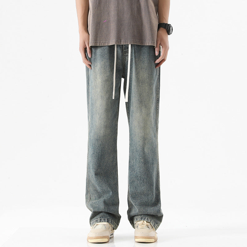 Herren Bodenlange Stonewashed Baggy-Jeans mit extra weitem Bein und tiefem Schritt Echo Archiv
