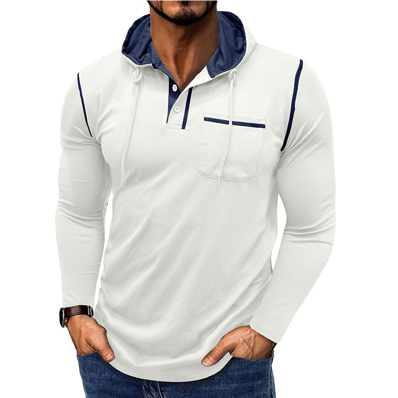 Herren lässiges Langarmshirt mit Kapuzenkragen und modischen Akzenten Echoarchiv
