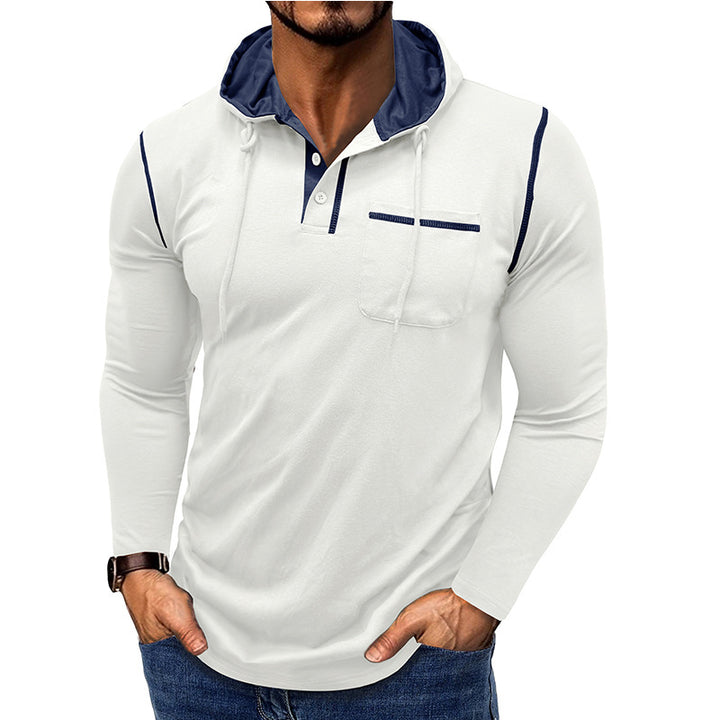 Herren lässiges Langarmshirt mit Kapuzenkragen und modischen Akzenten Echoarchiv