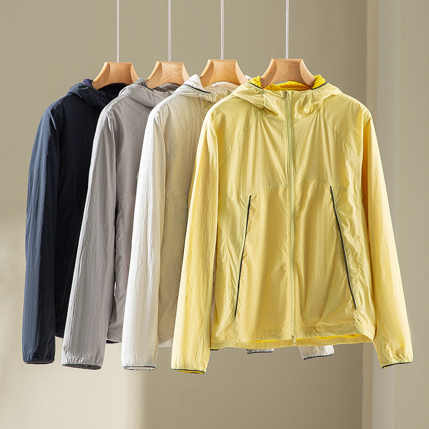 Herren leichte wind- und wasserabweisende Kapuzenjacke mit Fleece‑Innenfutter und Frontreißverschluss Echoarchiv