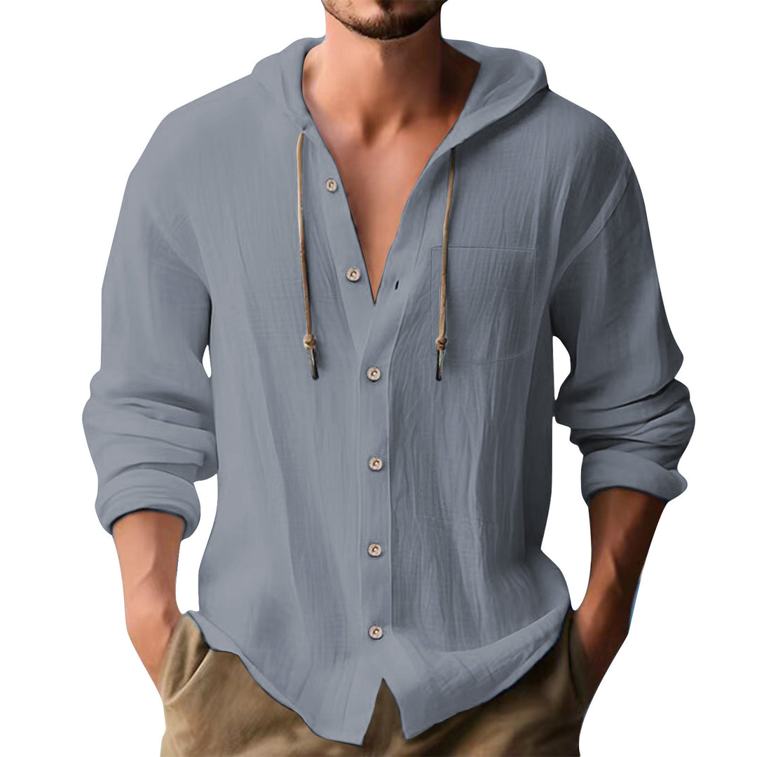 Herren lässiges Kapuzenshirt mit Knopfleiste und praktischen Taschen Echoarchiv