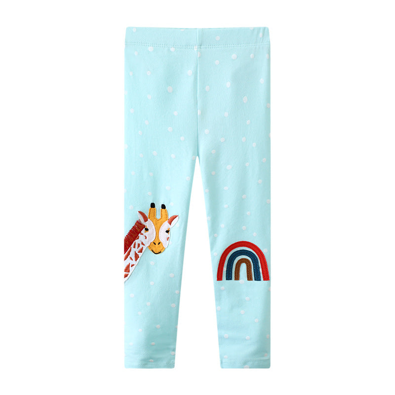 Mädchen Leggings mit entzückender Giraffen- und Regenbogenapplikation Echo Archiv
