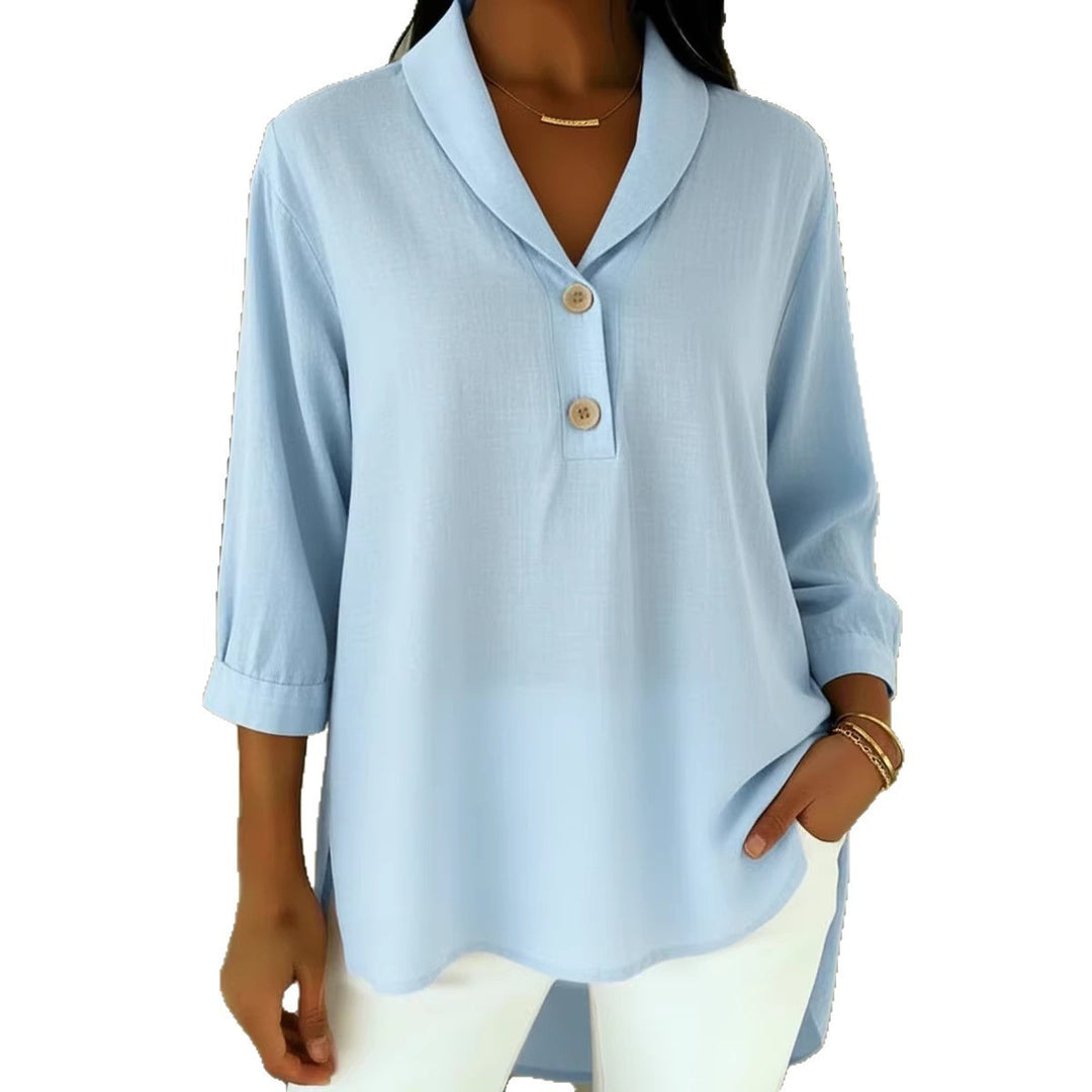 Damen Elegantes Hemd mit modernem Kragen und Knopfdetails Echo Archiv