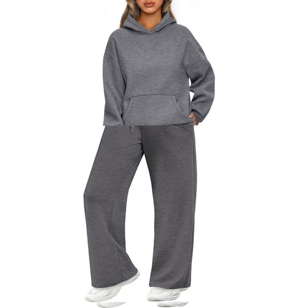 Damen nan Cozy-Loungewear-Set mit oversized Kapuzenpullover, Kängurutasche und weiten Palazzo-Jogginghose Echo Archiv
