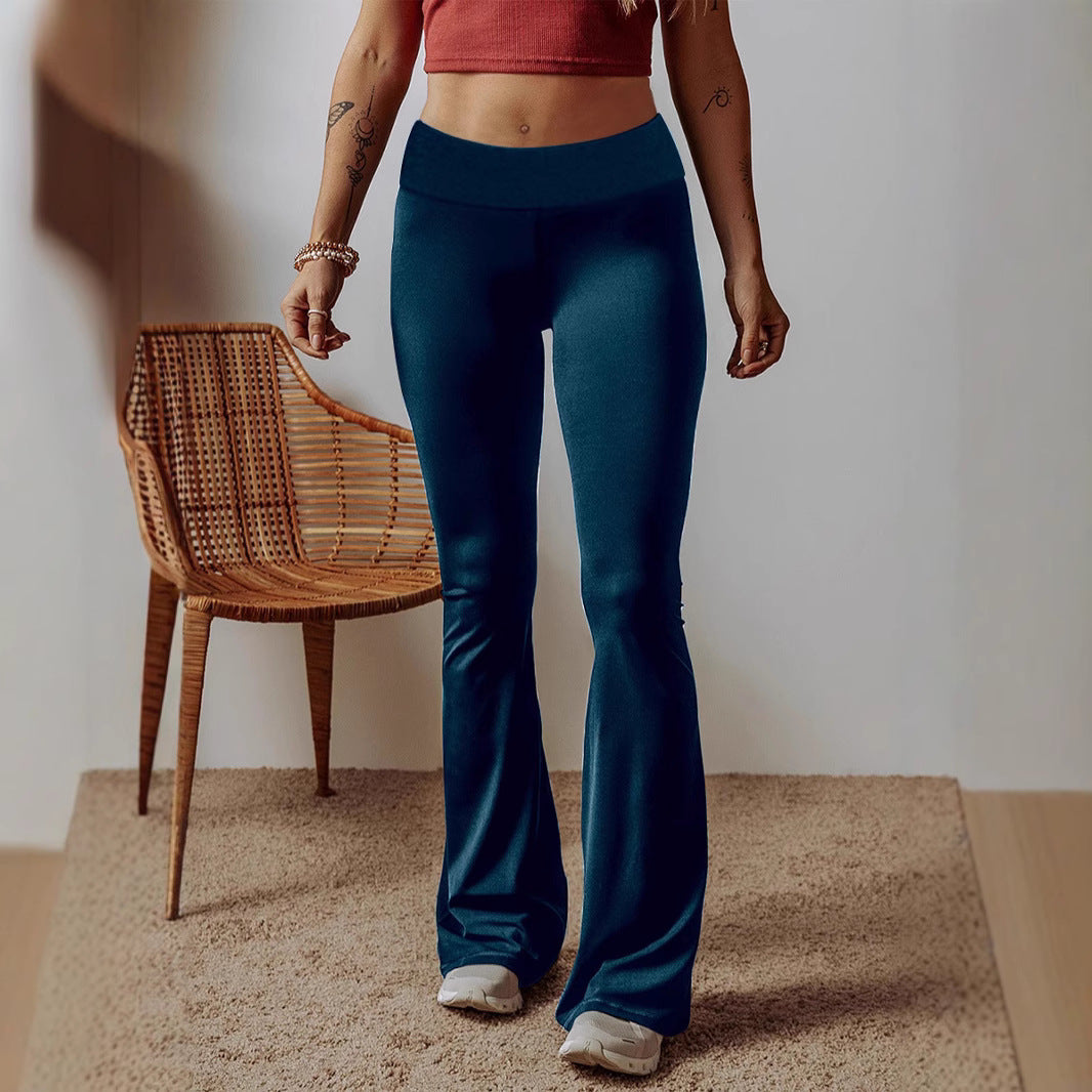 Damen High-Waist Flare-Hosen aus Stretch-Jersey mit weitem Schlag Echoarchiv