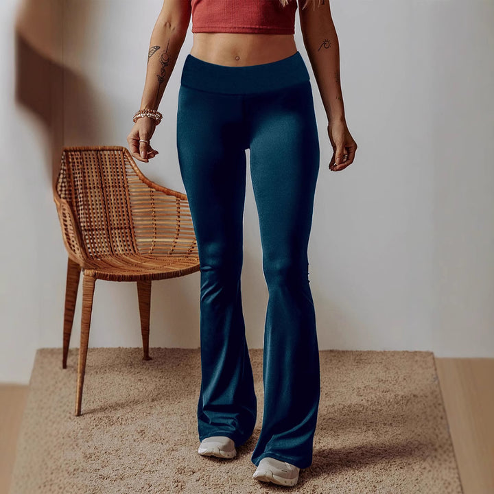 Damen High-Waist Flare-Hosen aus Stretch-Jersey mit weitem Schlag Echoarchiv