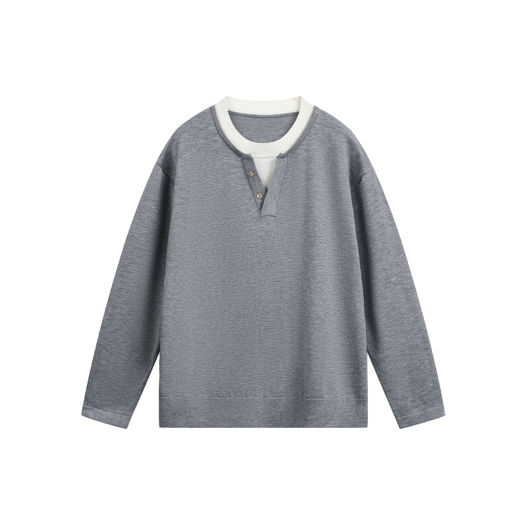 Unisex Lässiges Oversize‑Sweatshirt mit Henley‑Knopfleiste und geripptem Layer‑Kragen Echoarchiv