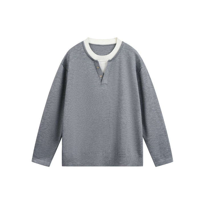 Unisex Lässiges Oversize‑Sweatshirt mit Henley‑Knopfleiste und geripptem Layer‑Kragen Echoarchiv