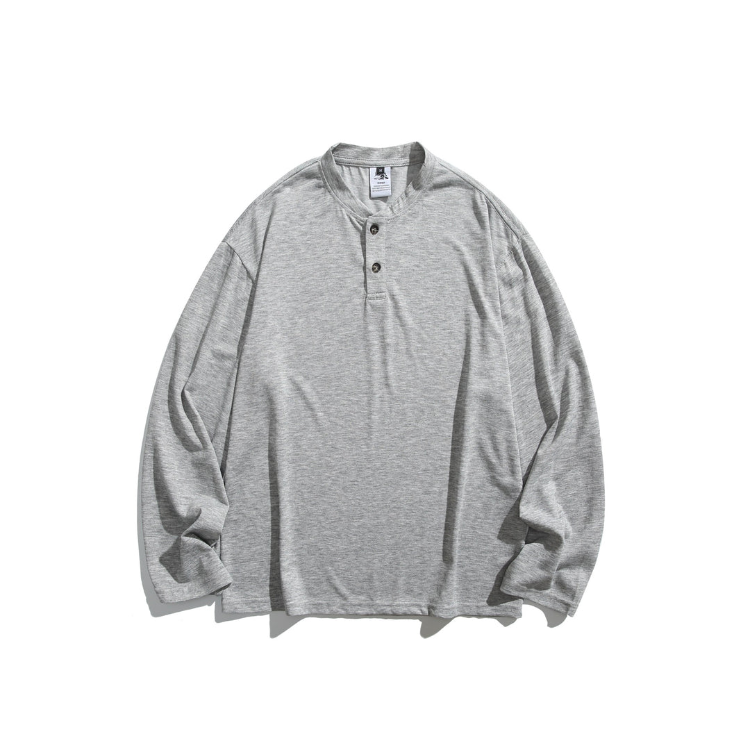Unisex Langärmeliges Henleyshirt mit kurzer Knopfleiste und relaxed Fit Echoarchiv