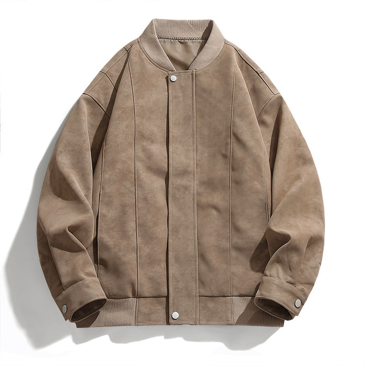 Herren modische Suede Bomberjacke mit sportlichen Elementen Echoarchiv